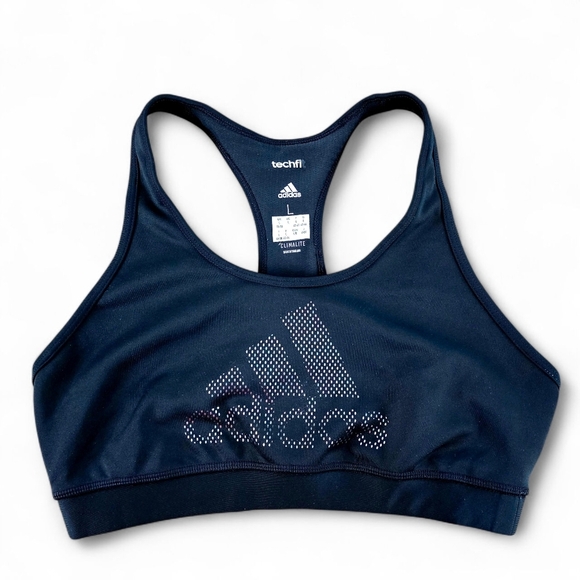 adidas Other - Adidas Techfit Climalite Sports Bra Metallic Logo Spellout | Size L Women